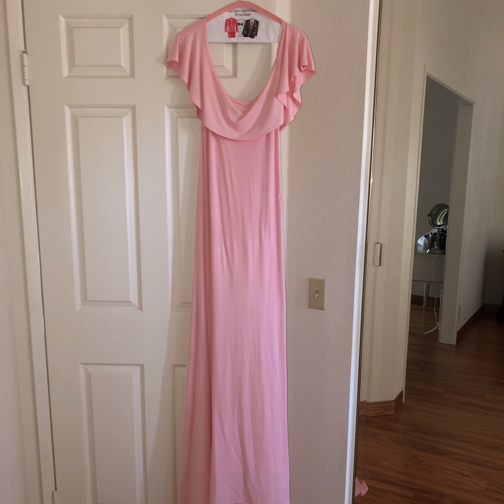 Maternity Gown off shoulder flounce with train